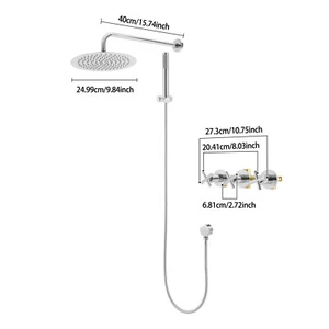 Modern Overhead Wall Mounted Waterfall Shower System Stainless Steel - Picture 1 of 14
