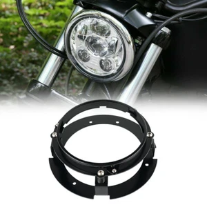 5.75" 5-3/4" Motorcycle LED Headlight Bracket Aluminum Round Mount Adapter Black - Picture 1 of 8