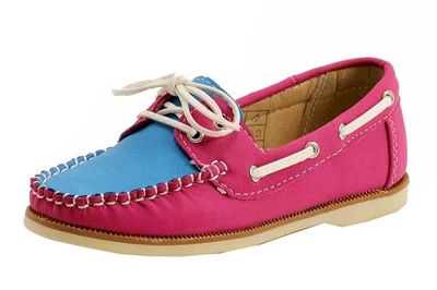 Easy Strider Girl's Fashion Slip On Pink/Royal Blue Boat Shoes - Image 1 of 4
