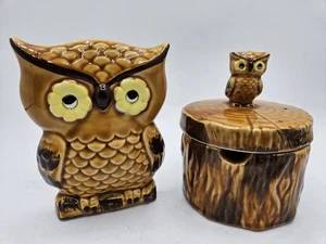 Porta tovaglioli e zuccheriera gufo ceramica vintage MCM retrò cucina Giappone - Foto 1 di 8