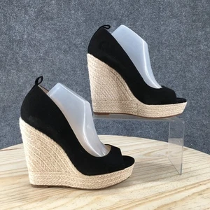 NUEVO Jessica Simpson Tacones Mujer 6M Zavida Peep Toe Cuña Alpargata Bomba Negro - Imagen 1 de 20