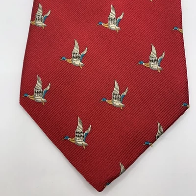 Hathaway Tie Repp Ducks красный шелк ручная работа 58 дюймов x 4 дюйма кряква охота отдыхающий - Изображение 1 из 4