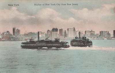 Jersey City NJ - HUDSON RIVER FERRY TO MANHATTAN - Hagemeister Postcard - Image 1 of 2