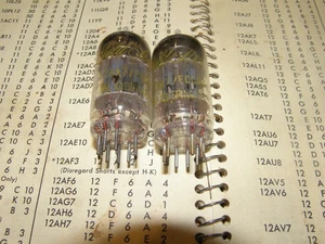 Pair 12AX7 ECC81 Gold Aero by Tungsram Germany Sencore test matched Short plate - Picture 1 of 7