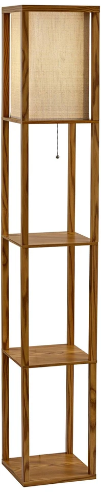 Wright Natural Wood Veneer Floor Lamp with Shelves - Image 1 of 1