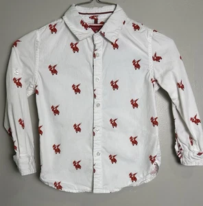 Denim & Flower Boys Christmas Shirt Dapping Santa’s ! Sz 4. See Desc Button Down - Picture 1 of 10
