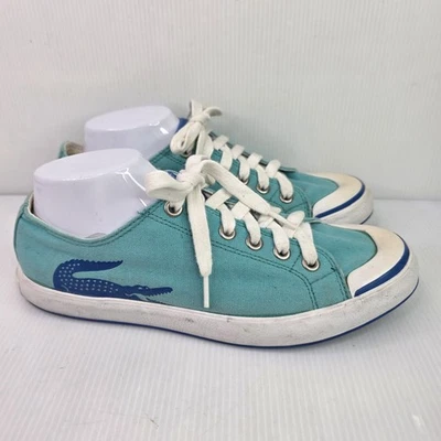 Lacoste VTG Canvas Sneakers Blue Big Gator Logo Womans 10 Lace up Comfort - Image 1 of 4