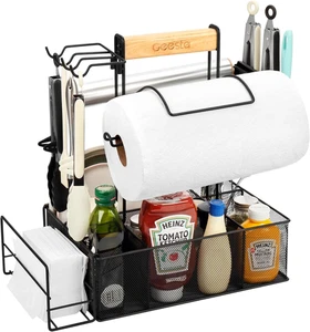 Grill Caddy - BBQ & Picknick Caddy mit Papiertuch & magnetischen Werkzeughaltern, Zustand - Bild 1 von 12