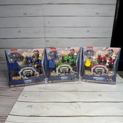 Nickelodeon Paw Patrol Chase,Rocky & Marshall Hero Pup Big Truck Figure Lot of 3 - Image 1 of 4