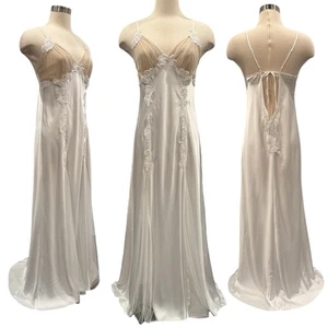 Y2K Victoria’s Secret Silk White Bridal Vintage Maxi Gown Wedding Slip Dress L - Picture 1 of 8