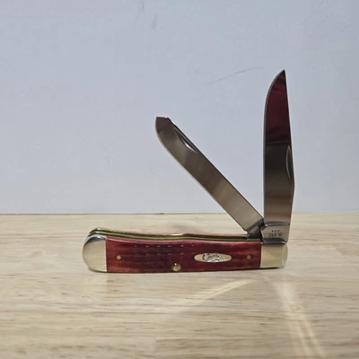 Case XX 6254 SS Trapper Knife Pocket Worn Jigged Old Red Bone 2024 Excellent - Image 1 of 4