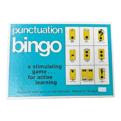 Vtg Punctuation Bingo Educational Game Active Learning Trend Ent 2-36 Players - Image 1 of 3