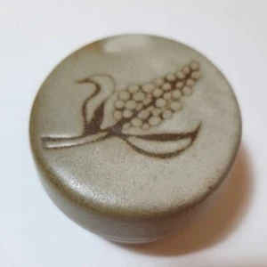 Lidded POT Jar, Ceramic Stoneware Pill Pot, Green Brown, 3.5cm x 4cm - Picture 1 of 4
