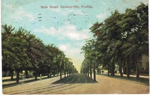 Jacksonville FL Main Street Trolley Piste Palme 1911 - Foto 1 di 2