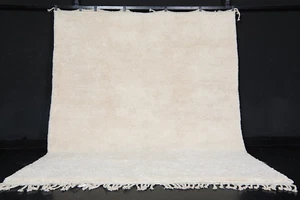 White Moroccan area rug- White Beni ourain rug for living room - Imagen 1 de 8