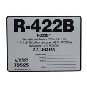 R-422B/R422B Etikett # 79525, JEWEILS VERKAUFT - Bild 1 von 2