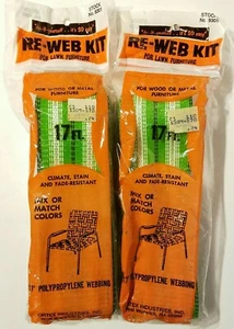 VTG Re-Web Kit Green/White 17' x 2 Pack Lawn Chair Replacement Webbing Ortex NOS - Picture 1 of 8