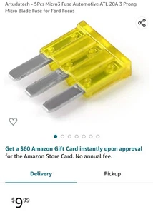 Artudatech - 5Pcs Micro3 Fuse Automotive ATL 20A 3 Prong Micro Blade Fuse focus - Picture 1 of 4