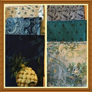 Halber Yard Zuschnitte 6 Stück Stoff blau Sorte 100% Baumwolle (B) Neu aus altem Lagerbestand - Bild 1 von 11