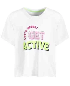 ID Ideology Get Active Crop Short-Sleeve T-Shirt Girls M Bright White Pullover - Picture 1 of 16