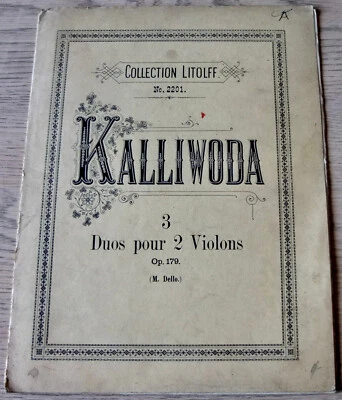 KALLIWODA 3 DUOS FOR 2 VIOLINS OP 179 SHEET MUSIC BOOK (1925) HERRMANN GERMANY - Image 1 of 3