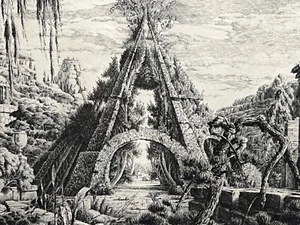Vintage Print Original by François HOUTIN (1950) Pyramid Landscape - Picture 1 of 8