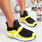 WOMENS LADIES WEDGE TRAINERS SLIP ON RUNNING FASHION SPORT GYM WOMEN SHOES SIZE