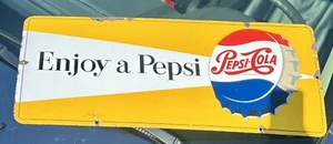 Vintage Pepsi Cola Sign Porcelain Single Sided 1960’s Very Rare !! - Bild 1 von 14