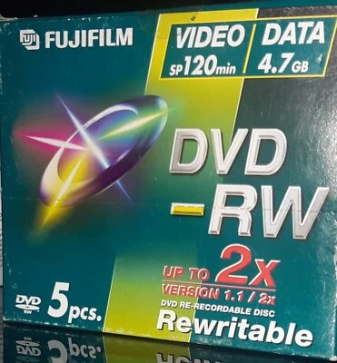 5 Discs Fujifilm DVD-RW 120min 4.7GB ReWritable ReRecordable - Bild 1 von 3