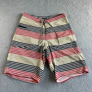 Patagonia Board Shorts Mens 32 Red Black Striped Swim Trunks Hybrid Nylon Surf - Picture 1 of 8