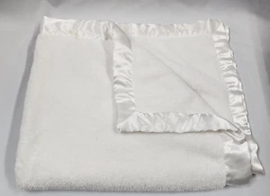 VTG Baby Gap Fleece White Cream Satin Trim Blanket Lovey Blankie 35x 28” 2005 - Picture 1 of 7