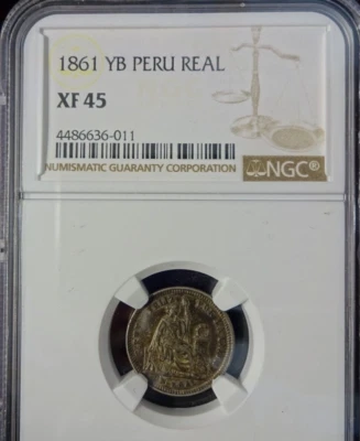 1861 YB   Un Real Peru in XF 45 - Image 1 of 4