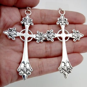 Big cross earrings Ornate large victorian vintage style goth Pagan Religious sp - Picture 1 of 6