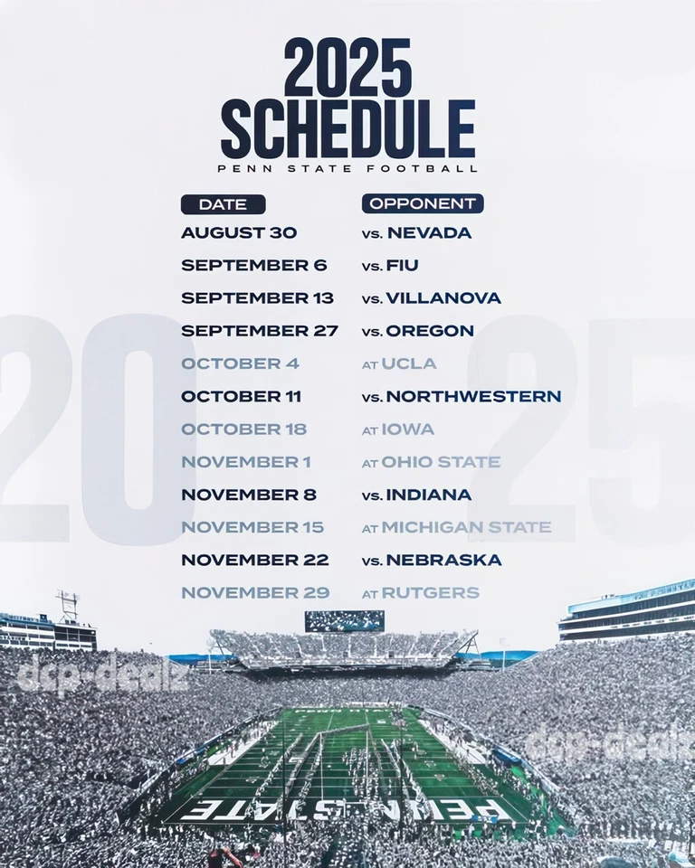 Penn State Nittany Lions Fútbol 2025 Calendario IMÁN NEVERA 8" X 10" Foto 1 de 1