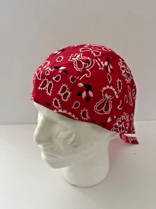 Rotes Paisley Headwrap 100 % Baumwolle Doo Rag Bandana Totenkopf Kappe Du Rag - Bild 1 von 5