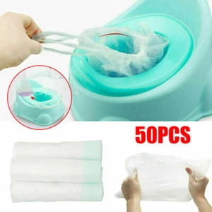 50Stk/Set Wegwerf Reise Töpfchen Liners Tragbare Toilettensitz Bin Taschen DE - Bild 1 von 12