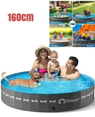 160cm Pet Portable Bath Dog Swimming Pool Foldable Paddling Pool Puppy Bathtub • 34.80£