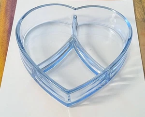 ⭐VTG Paden City Heart Shaped Glass Dish Candy Tray Blue Crystal Decorative cute - Picture 1 of 7