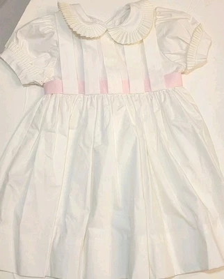 Vestido bebé niña vintage años 80 12M blanco con volantes cinta plisada clásico EE. UU. Foto 1 de 4