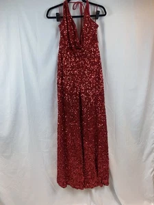Akira Jodie Jumpsuit U-Ausschnitt rot Pailletten Damen Größe L - Bild 1 von 12