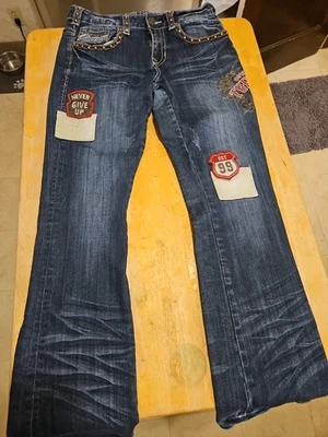 Cowgirl Tuff Co Patched Up Plaid Distressed Patches Jeans Women's 29/33 - Nice! - Image 1 of 4