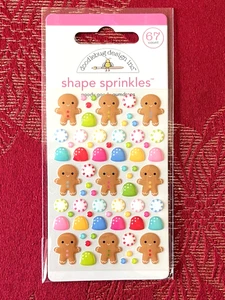 NEW GINGERBREAD MEN GUMDROPS SHAPE SPRINKLES BY DOODLEBUG PUFFY STICKERS - Picture 1 of 1