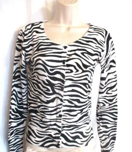 Junior Size M  Wetseal Zebra Print Cardigan Sweater Long Sleeve Button Front - Picture 1 of 4