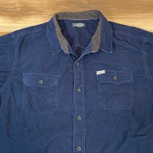 Eddie Bauer XXL Mens Corduroy Shirt Long Sleeve Button Front Blue Workwear - Picture 1 of 9