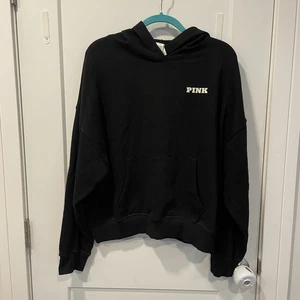 PINK Victoria’s Secret Women’s Hoodie Sweatshirt Size Large Black Long Sleeve - Picture 1 of 6