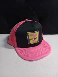 Sombrero de camionero ajustable 7 Eleven Snapback malla rosa negro adulto retro - Imagen 1 de 5
