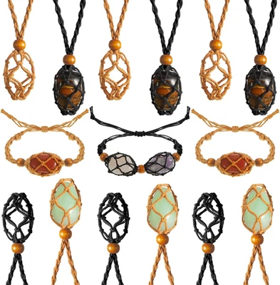 Juego de 8 collares de jaula de cristal ajustables con soporte y pulsera de cristal Foto 1 de 4