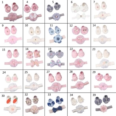 Baby Lace Bow Headband & Floor Socks Infant Boy Girl Elastic Heads Accessories - image 1 of 4