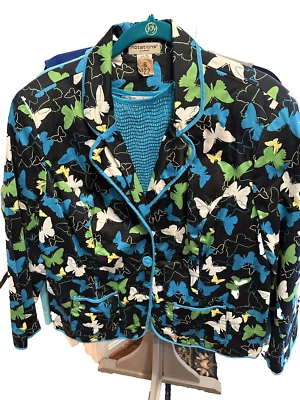 "Notations Woman" Lightweight Cotton Jacket & Coordinating Shell Size 1X $20 - Image 1 of 4