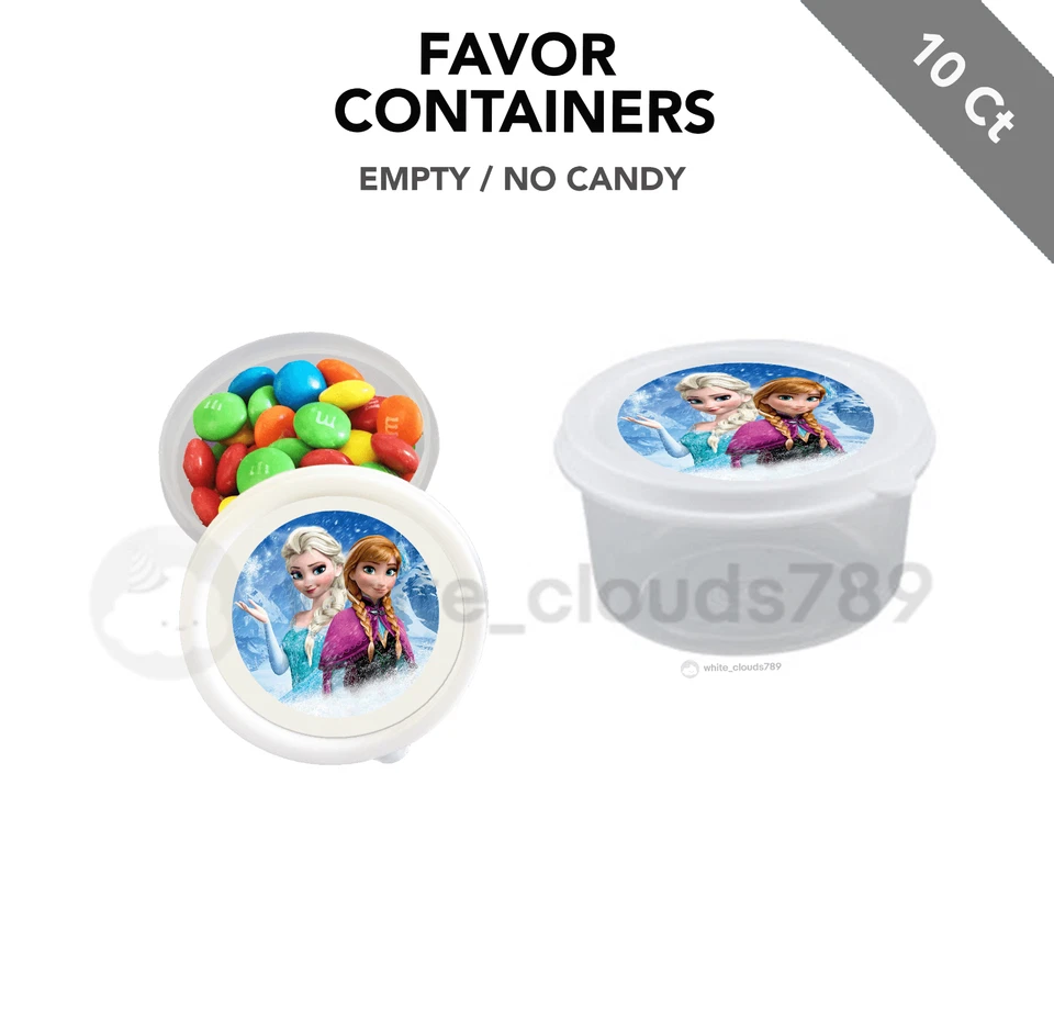 10 контейнеров для замороженных конфет 2,3 унции заполняемые Elsa Anna Princess подарок на вечеринку  - Изображение 1 из 1